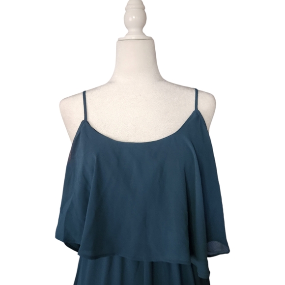 Bohme Teal Blue Off the Shoulder Maxi Dress Women's S Bridesmaid Formal - Picture 9 of 11